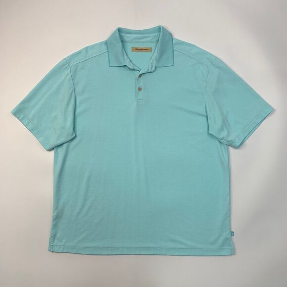 Vintage Tommy Bahama Polo Shirt Mens XL Extra Large Robins Egg Blue Modal Blend - Picture 2 of 10